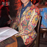 Men's Suits Vests Fashion Printed Suit Men