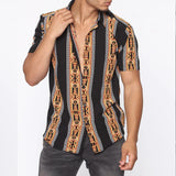 Men Shirt Summer Men's Casual Shirt Printed Short Sleeve
