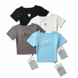 Women T-Shirt Summer Embroidered Short Sleeve round Neck T-shirt