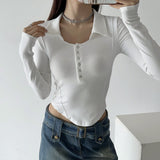 Women T-Shirt Bottoming Shirt Autumn Women's Polo Collar T-shirt Top