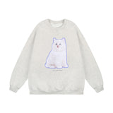 Men Hoodie Kitten Print Sweatshirt Autumn and Winter Loose Sweatshirt