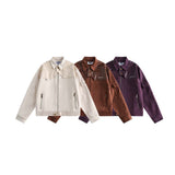 Unisex Jacket Autumn Fake Two Pieces Deerskin Leather-Patch Jacket Women's Clothing