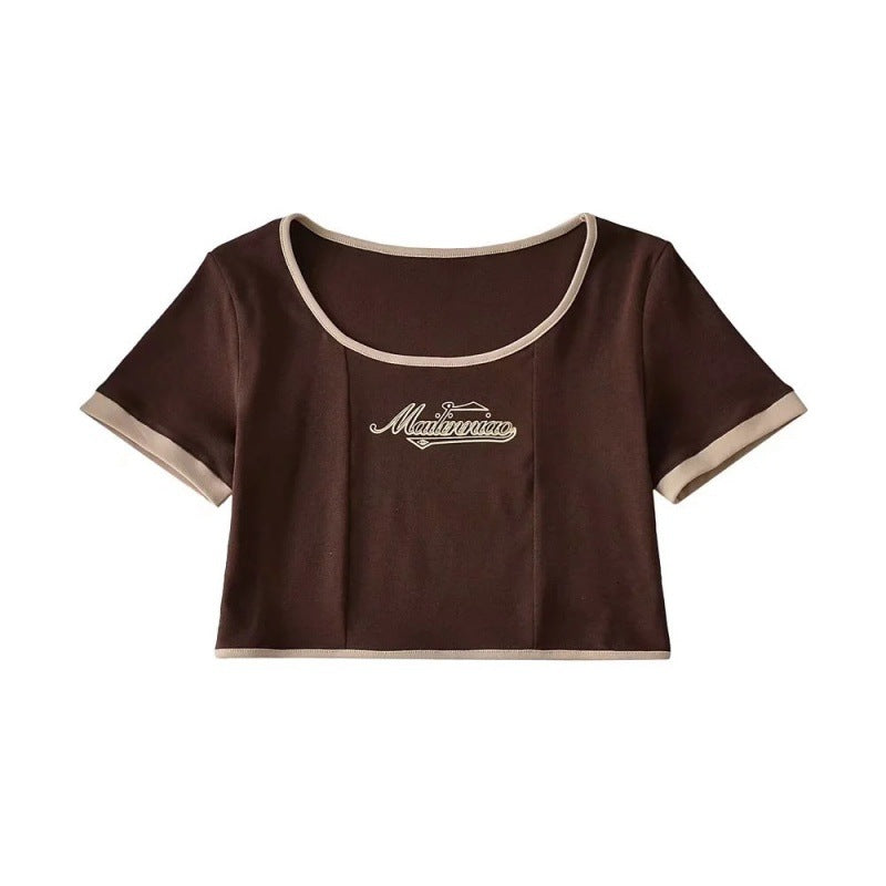 Women T-Shirt Summer T-shirt Women High Waist Short Sleeve Top