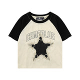 Women T-shirt Short-Sleeved T-shirt Girls' Summer round Neck with Exposed Navel
