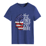 Women Independence Day T Shirt round Neck Loose Printed Short Sleeve T-shirt