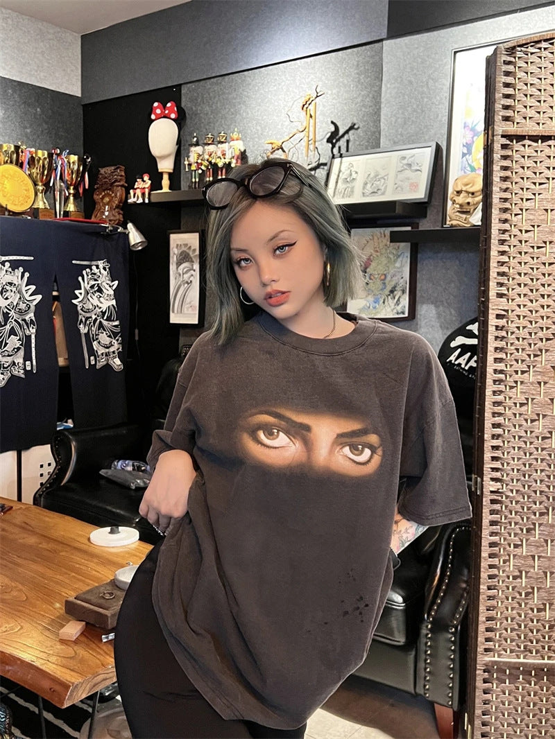 Vintage Jackson eye print retro old oversized T-shirt