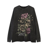 Men Long Sleeve Shirt Graffiti Washed and Worn Bottoming Long Sleeve T-shirt Loose Men and Women