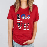 Women's Independence Day T Shirt round Neck Short Sleeve T-shirt Women's Top
