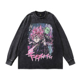 Men Long Sleeve Shirt Cartoon Print Bottoming Long Sleeve T-shirt Men and Women Oversize Couple's Tops