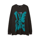 Men Long Sleeve Shirt Yabi Style Graffiti T Shirt Men and Women Couple Long Grapefruit