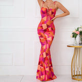 Women Dresses Summer Sexy Backless Tied Spaghetti-Strap Long Dress