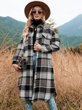 Plaid Trench Coat Autumn and Winter Loose Woolen Plaid Coat