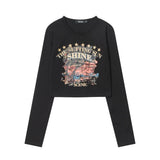Women Long Sleeve T-Shirt Printed Short-Sleeved T-shirt Women's Slim Autumn