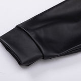 Men Hoodie PU Leather Hooded Sweater Men's Autumn and Winter Locomotive Style Loose Leather Coat Hooded Pullover Coat