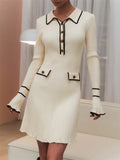 Women Sweater Dress Slim-Fit Graceful Long Sleeve Knitted Dress Female Spring Dress