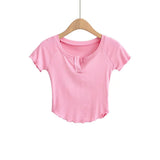 Women T-Shirt Slim V-neck Short Sleeve T-shirt