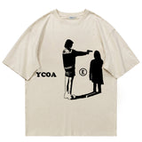 Men T-Shirt Cotton Oversized Graphic Y2k Streetwear Short