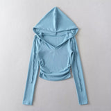 Women T-Shirt Casual Hooded Bottoming T-shirt Fall Women's Clothing Long Sleeve