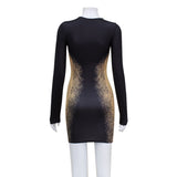 Women Desses Long Sleeve Slim-Fit Hip Skirt Temperament Dress