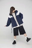 Unisex Jacket Autumn Stitching Contrast Color Hooded Coat Women's Clothing