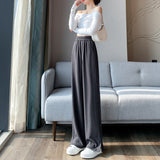 Palazzo Pants Wide-Leg Pants Spring and Autumn Women's High Waist Drooping Gray Casual
