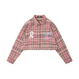 Women Long Sleeve Shirt Women's Button Stitching Embroidered Loose Long Sleeve