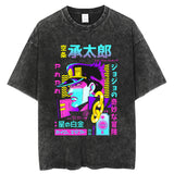 Portrait Adventure Washed T-Shirt Men Hip Hop