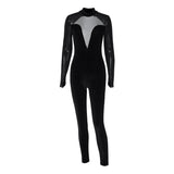 Women Jumpsuit Back Zipper Slim Fit Solid Color Jumpsuit
