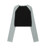Women Long Sleeve T-Shirt Printed Short T-shirt Women's Fall Slim Fit round Neck