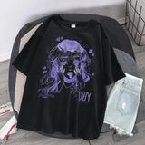 Women Oversized T-shirt Kawaii Goth Harajuku Music Girl Prin