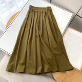 Women Skirt Summer Vintage Artistic Mid-Length Pleated Skirt