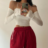 Women Long Sleeve Shirt Long Sleeve Short Top Female Autumn and Winter