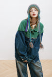 Unisex Jacket Autumn Knitted Stitching Denim Jacket Women's Clothing