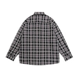 Men Long Sleeved T Shirt Loose Plaid Long Sleeve Shirt Men Casual Embroidery Letter Vintage Shirt
