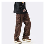 Men Sweatpants Men's Straight Loose Wide Leg Pants Retro Drape Casual