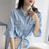 Women T-shirt Baggy Coat Women's Short Denim Jacket