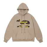 Men Hoodie Autumn and Winter Vibe Creative Heart-Shaped Patch Decoration Letter Printed Hooded Loose Pullover