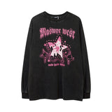 Men Long Sleeve Shirt Retro Fashion Brand Long Sleeve T-shirt Men and Women Hip Hop Loose