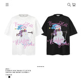 American vintage street T-shirt pure cotton retro men's and women's summer loose half sleeves