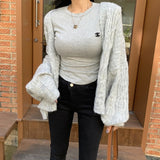 Women Long Sleeve Shirt Crew Neck Bottoming Shirt Long Sleeve