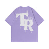 Men T Shirt Alphabet Graffiti Print Short Sleeve Men's Couple T-shirt