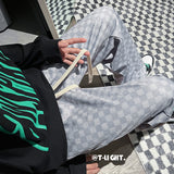 Men Sweatpants Checkered Pants Men's Spring Fashion Brand Casual Trousers