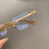 CHH Chrome Hearts Glasses Pure Titanium Frameless Business Square Retro Myopia Glasses Frame