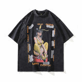 Men T Shirt Printed T-shirt Retro Hip Hop Short Sleeve Top for Men and Women
