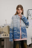 Unisex Jacket Autumn Washed Gradient Denim Coat Women's Clothing