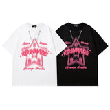 Men T Shirt Five-Pointed Star Printed Short-Sleeved T-shirt Loose Men and Women Casual