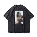 Men T Shirt Retro Figure Hip Hop Print Short Sleeve T-shirt for Men and Women