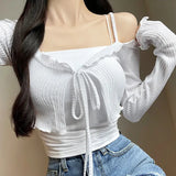 Women Long Sleeve Shirt Cardigan Jacket Long-Sleeved Top Short