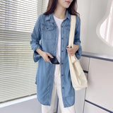 Women T-shirt Denim Shirt Women's Long Sleeve Shirt