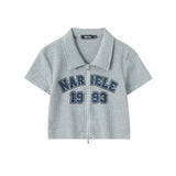 Women T-shirt Waffle Letter Print Short-Sleeve T-shirt Girls Short Summer
